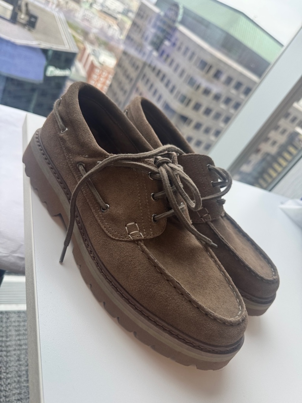 Zara Brown Suede Lug-Soled Men's Boat Shoes